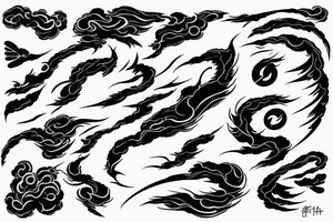 lightning phoenix, made of lightning,  abstract japanese tattoo idea