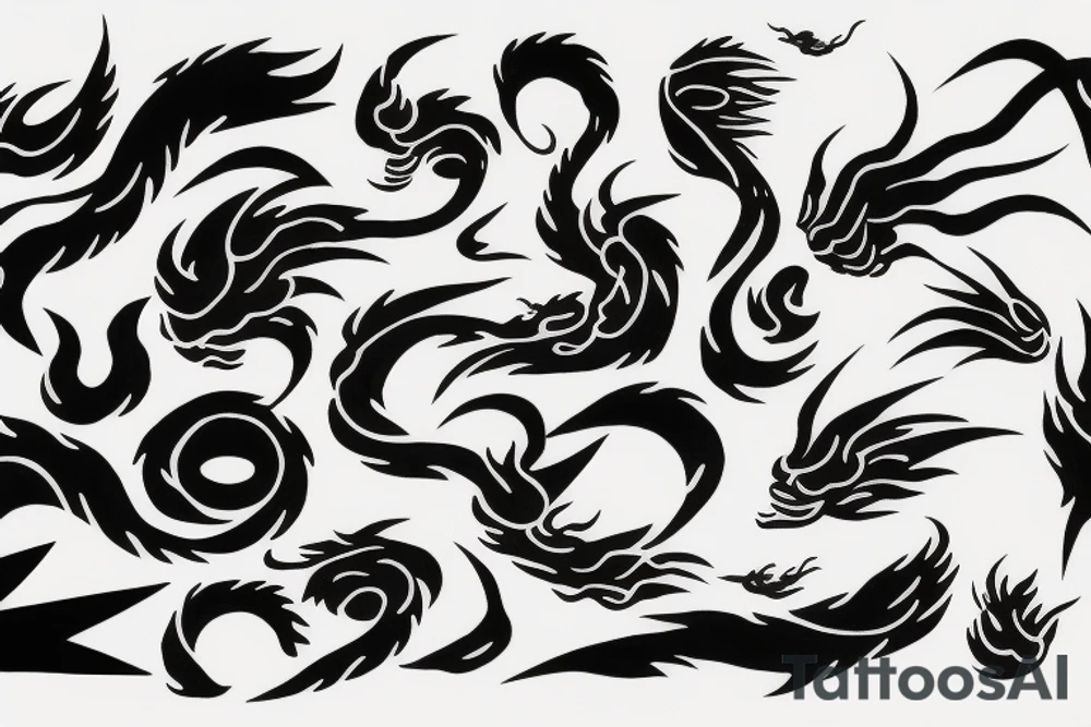 lightning phoenix, made of lightning, abstract japanese tattoo idea