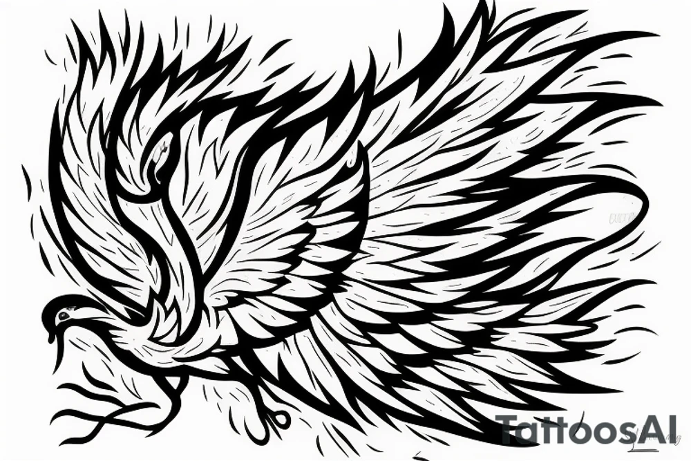 phoenix on fire, made of lightning, abstract tattoo idea