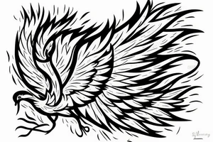 phoenix on fire, made of lightning, abstract tattoo idea