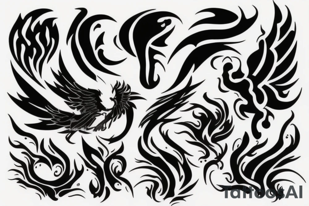 phoenix on fire, made of lightning, abstract tattoo idea phoenix on fire, made of lightning, abstract tattoo idea