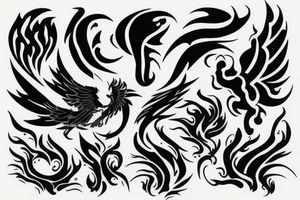phoenix on fire, made of lightning, abstract tattoo idea