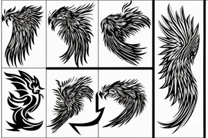 phoenix on fire, made of lightning, abstract tattoo idea