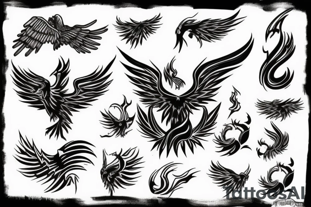 phoenix on fire, made of lightning, abstract tattoo idea phoenix on fire, made of lightning, abstract tattoo idea