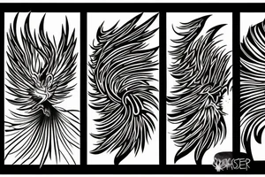 phoenix on fire, made of lightning, abstract tattoo idea