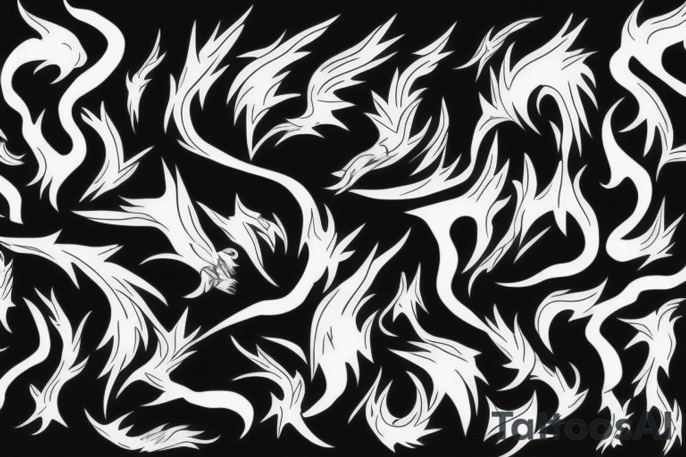 phoenix on fire, made of lightning, abstract tattoo idea