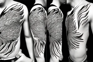 phoenix on fire, made of lightning, abstract tattoo idea