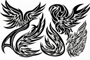 phoenix on fire, made of lightning, dotwork tattoo idea