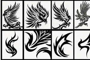 phoenix on fire, made of lightning, detailed tattoo idea