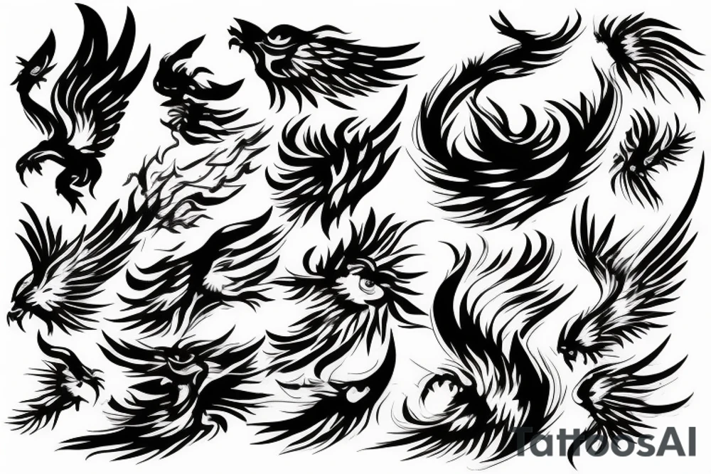 phoenix on fire, made of lightning, detailed tattoo idea phoenix on fire, made of lightning, detailed tattoo idea