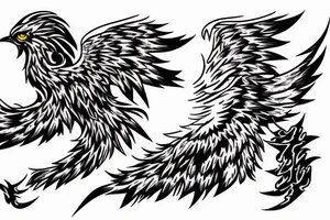 phoenix on fire, made of lightning, detailed tattoo idea