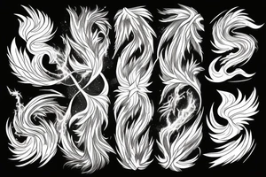 phoenix on fire, made of lightning, detailed tattoo idea
