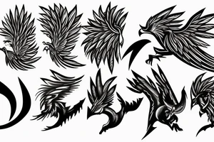 phoenix, lightning strike storm, fighting pharoah, detailed tattoo idea