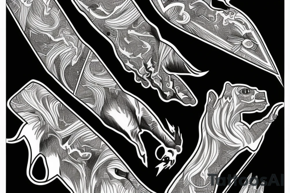 lightning strike storm, fighting pharoah, detailed tattoo idea