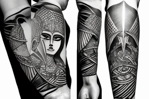 lightning strike storm, fighting pharaoh, detailed tattoo idea