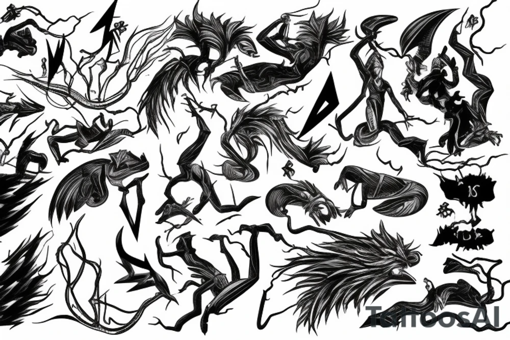 lightning strike storm, fighting pharaoh, detailed tattoo idea lightning strike storm, fighting pharaoh, detailed tattoo idea