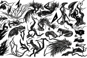 lightning strike storm, fighting pharaoh, detailed tattoo idea