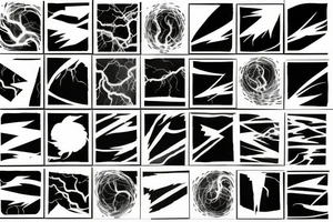 lightning strike storm, deatiled, negative space, abstract shapes tattoo idea