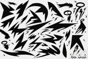 lightning strike storm, detailed, negative space, abstract shapes tattoo idea