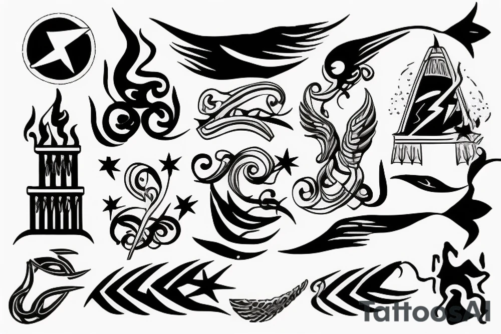 lightning strike storm, tunisia, fire, war, ancient rome tattoo idea