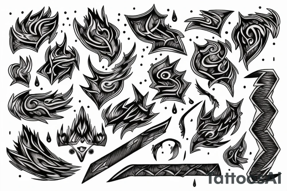 lightning strike storm, Phoenician, fire, war tattoo idea