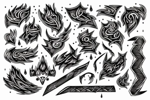 lightning strike storm, Phoenician, fire, war tattoo idea