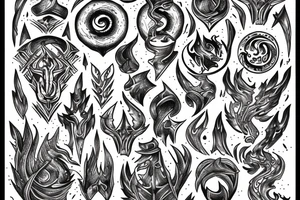 lightning strike storm, Phoenician, fire, war tattoo idea