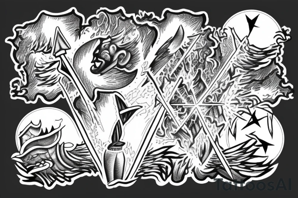 lightning strike storm, Phoenician, fire, war, achilles tattoo idea