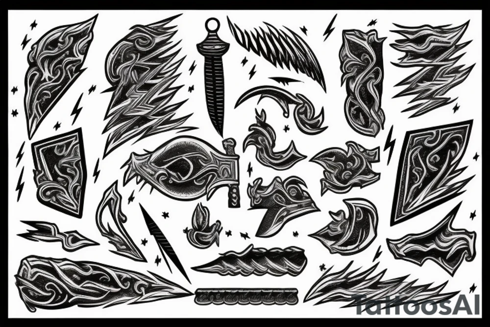 lightning strike storm, Phoenician, fire, war, achilles tattoo idea