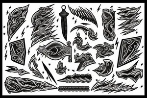 lightning strike storm, Phoenician, fire, war, achilles tattoo idea