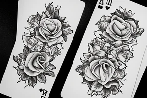 Rose burning playing card & a hourglass tattoo idea