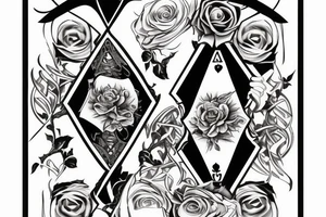 Rose burning playing card & a hourglass tattoo idea