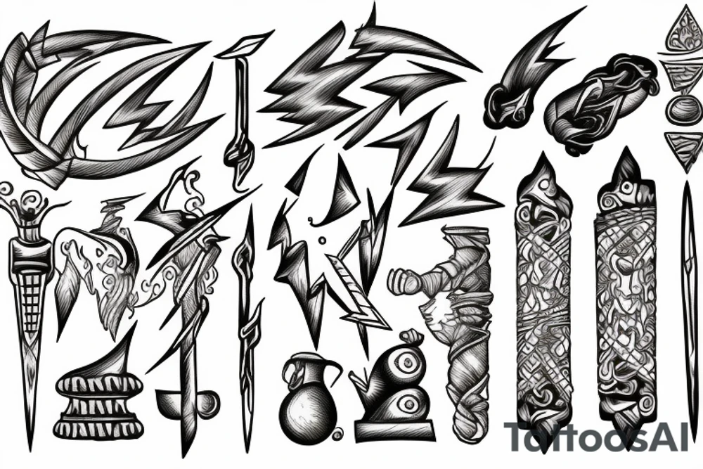 lightning strike storm, Phoenician, fire, war, achilles tattoo idea