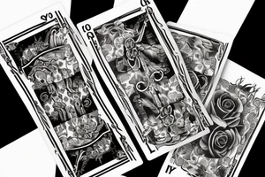 Rose burning playing card and a hourglass tattoo idea