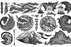 lightning strike storm, Phoenician, fire, war, Sisyphus tattoo idea