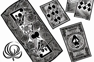 Rose, burning playing card and a hourglass sleeve tattoo idea