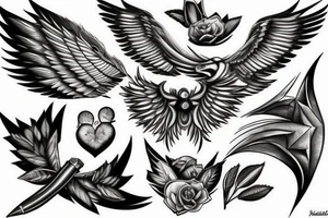 lightning, wings, realism, detailed tattoo idea