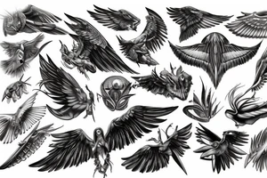 lightning, wings, realism, detailed tattoo idea