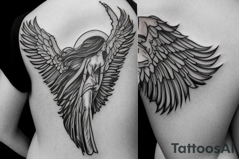 lightning, winged angel, realism, detailed, minimal tattoo idea lightning, winged angel, realism, detailed, minimal tattoo idea