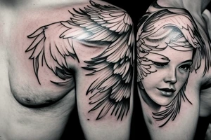 lightning, icarus, realism, detailed, minimal tattoo idea