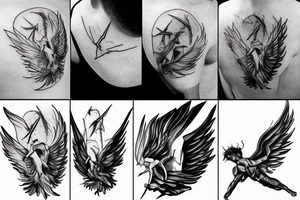 lightning, icarus, realism, detailed, minimal tattoo idea