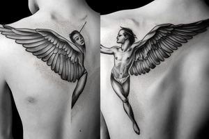 lightning, icarus, realism, detailed, minimal tattoo idea
