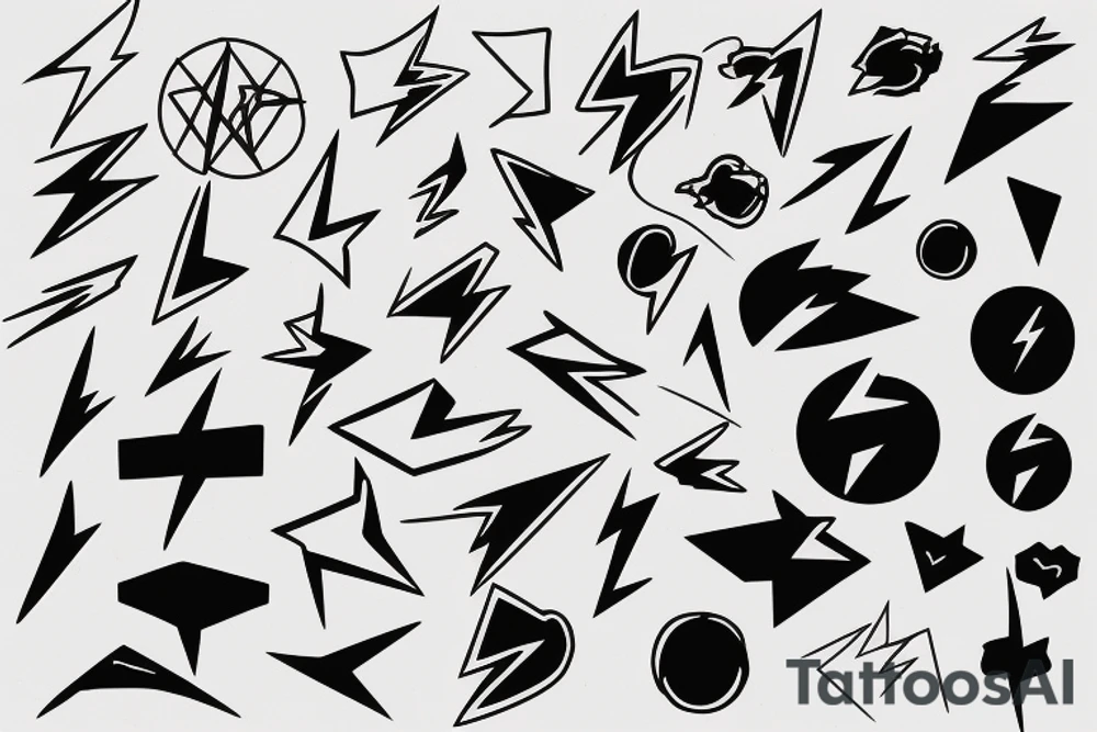 abstract shapes, lightning strike, minimal lines, fine detail tattoo idea abstract shapes, lightning strike, minimal lines, fine detail tattoo idea