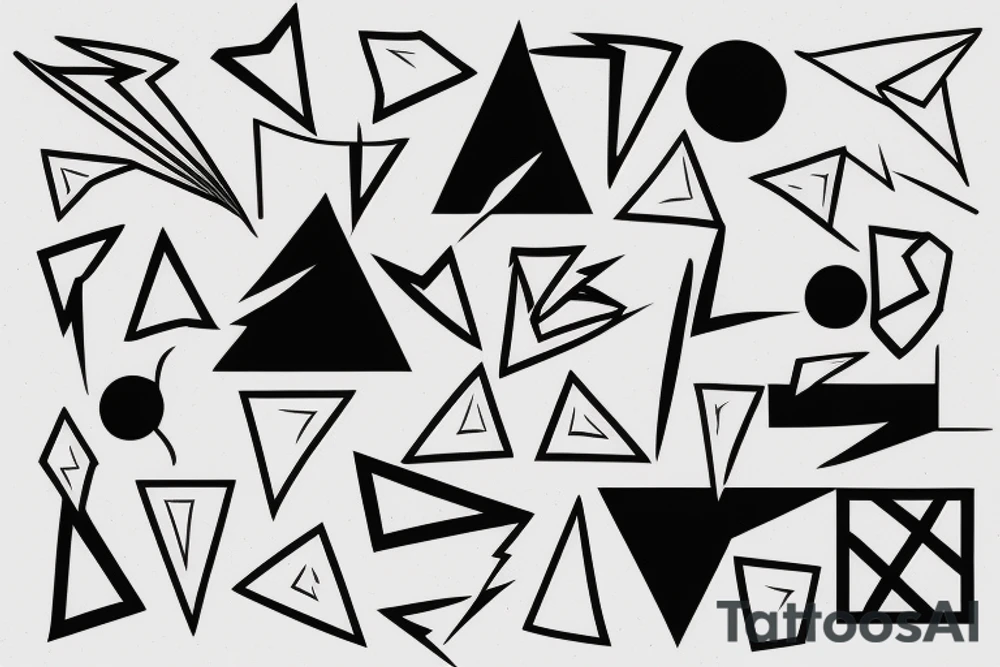 abstract shapes, lightning strike, minimal lines, fine detail tattoo idea