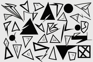 abstract shapes, lightning strike, minimal lines, fine detail tattoo idea