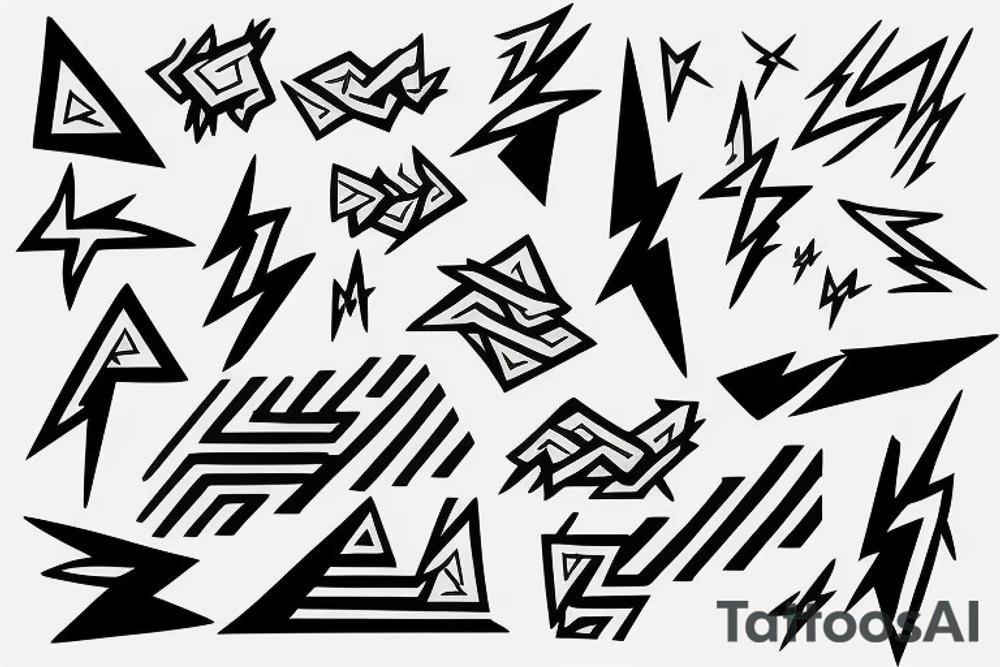 abstract shapes, lightning strike, minimal lines, fine detail tattoo idea abstract shapes, lightning strike, minimal lines, fine detail tattoo idea