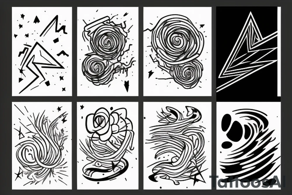 random shapes, lightning strike, minimal thin lines, fine detail tattoo idea random shapes, lightning strike, minimal thin lines, fine detail tattoo idea