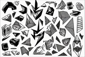 random shapes, lightning strike, minimal thin lines, fine detail tattoo idea