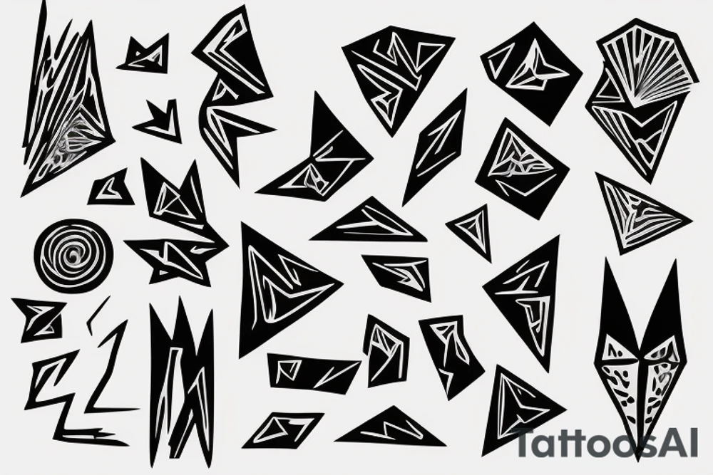 random shapes, lightning, minimal thin lines, fine detail tattoo idea random shapes, lightning, minimal thin lines, fine detail tattoo idea