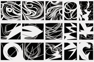 abstract art, thin lines, negative space, lightning tattoo idea